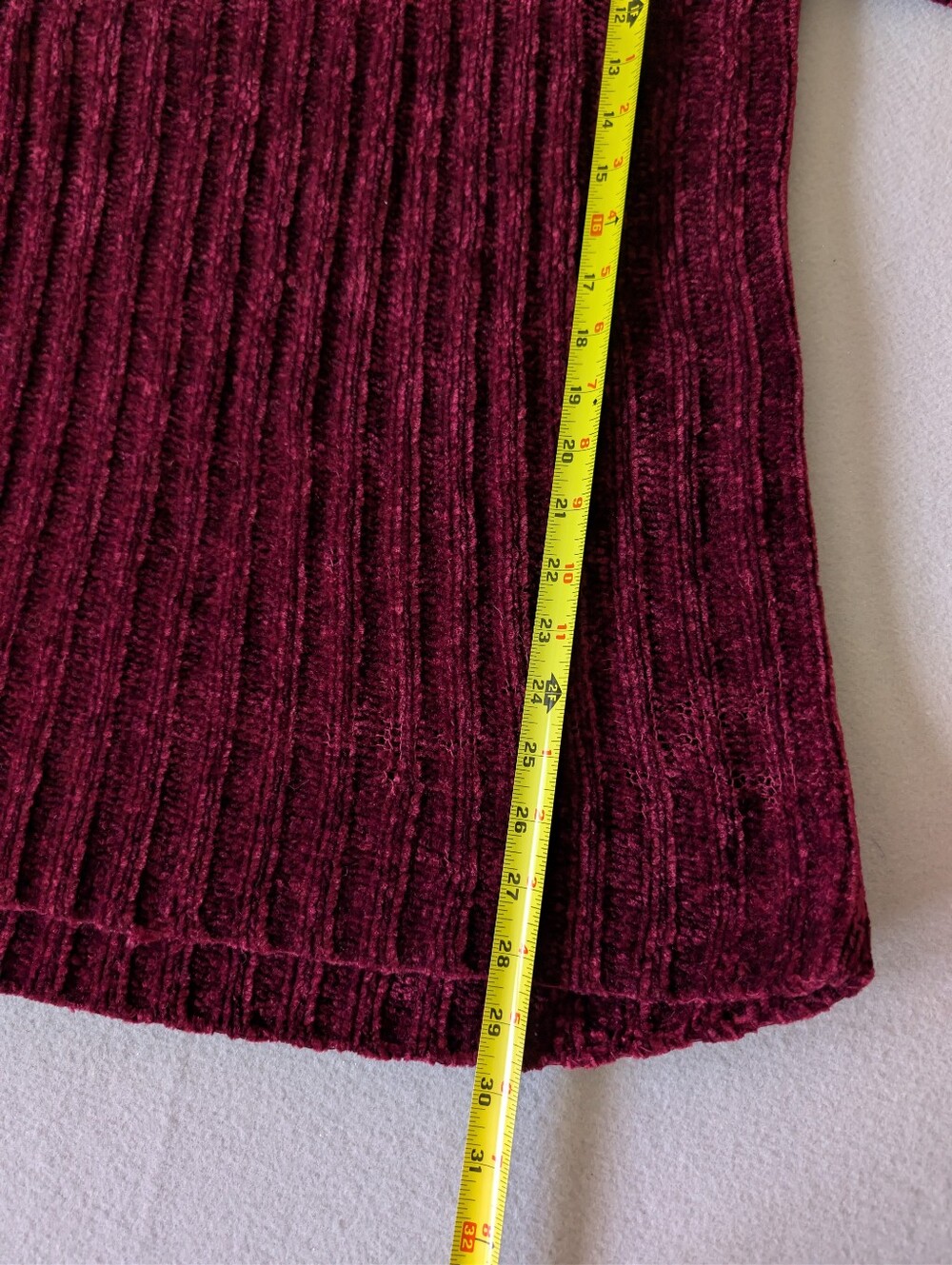 Vintage 80s 90s Forenza Turtleneck Sweater Tunic Chenille Red Burgundy Sz M image 7